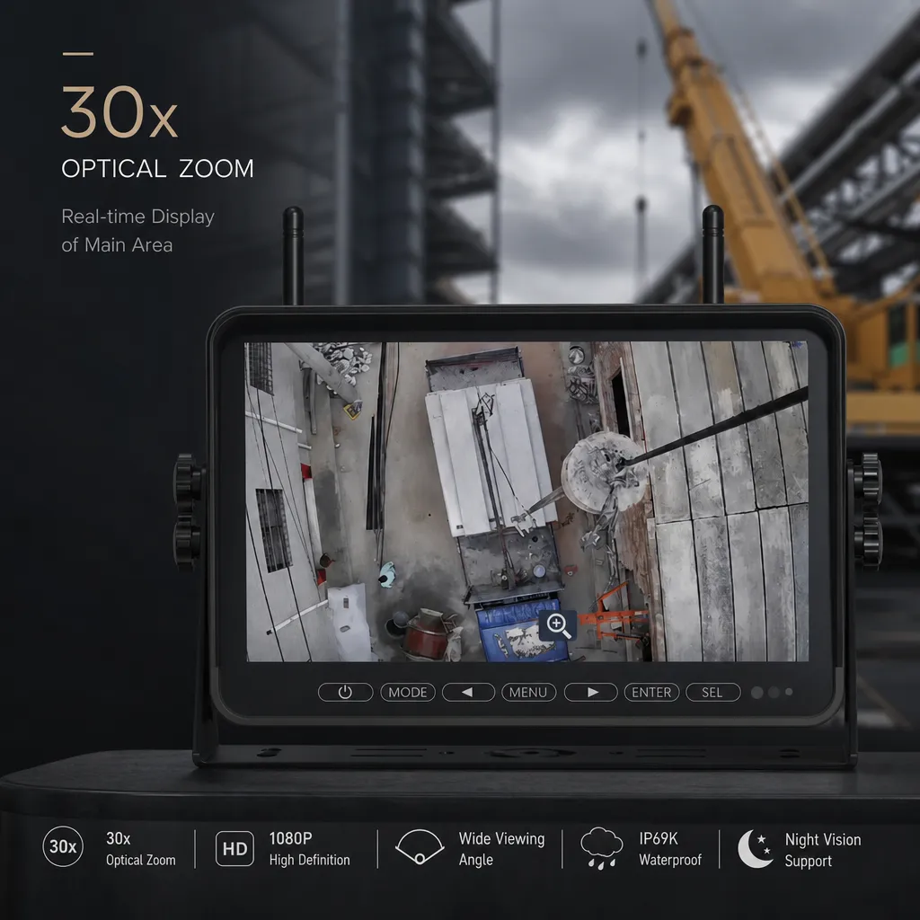 wireless blind spot monitoring camera system for cranes